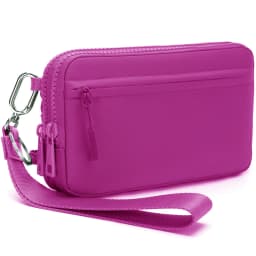 Wristlet Wallets for Women Nylon Quilted Wallet with 4 Zippers, Travel Credit Card Holder Cell Phone Organizer