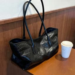 PU Soft Leather Women's Shoulder Bag Retro Luxury Crocodile Pattern Tote Bag Simple Elegant Large Capacity Lightweight Handbag