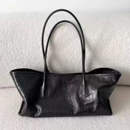 PU Soft Leather Women's Shoulder Bag Retro Luxury Crocodile Pattern Tote Bag Simple Elegant Large Capacity Lightweight Handbag