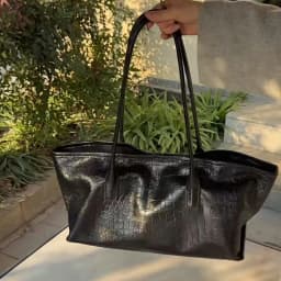 PU Soft Leather Women's Shoulder Bag Retro Luxury Crocodile Pattern Tote Bag Simple Elegant Large Capacity Lightweight Handbag