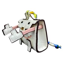 Mini Pixel Doll Bag Charm Adorable Croc-Etched PU Leather Keychain with Pouch for Earbuds & Coins Handcrafted Pastel Cutie Gift