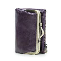 Contact'S Genuine Leather Wallet Women Small Metal Frame Purse Ladies Hasp and Zipper Coin Pocket Credit Card Holder