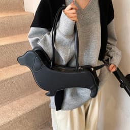 Three-dimensional Dachshund Shoulder Bag PU Leather Retro Handbag Design Underarm Bag For Women Trend Commut Bag