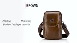 Saco De Cintura De Couro Genuíno Masculino Autêntico, Pode Ser Desgastado Com Ganchos, Saco Do Telefone