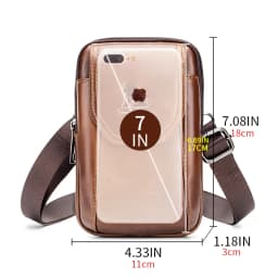 Saco De Cintura De Couro Genuíno Masculino Autêntico, Pode Ser Desgastado Com Ganchos, Saco Do Telefone