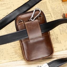 Saco De Cintura De Couro Genuíno Masculino Autêntico, Pode Ser Desgastado Com Ganchos, Saco Do Telefone
