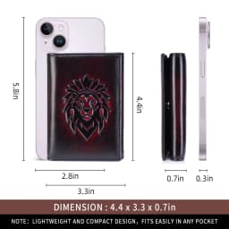 Trifold Wallets for Men RFID Blocking Full Grain Leather Short Mens Wallet with Snap Closure, 8 Card Slots, Clear ID Window