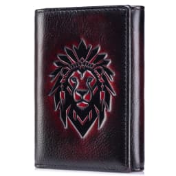 Trifold Wallets for Men RFID Blocking Full Grain Leather Short Mens Wallet with Snap Closure, 8 Card Slots, Clear ID Window