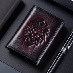 Trifold Wallets for Men RFID Blocking Full Grain Leather Short Mens Wallet with Snap Closure, 8 Card Slots, Clear ID Window