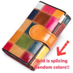 Westal Clutch Bag Women Leather Patchwork Squares Random Color Wallets Vintage Coin Wallet Female Purses Cards Wallets For Women