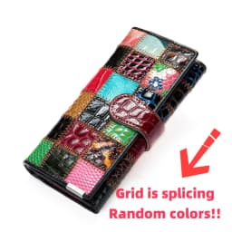 Westal Clutch Bag Women Leather Patchwork Squares Random Color Wallets Vintage Coin Wallet Female Purses Cards Wallets For Women