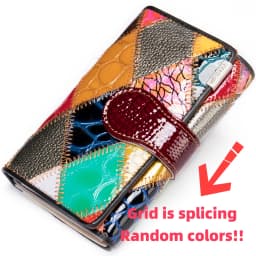 Westal Clutch Bag Women Leather Patchwork Squares Random Color Wallets Vintage Coin Wallet Female Purses Cards Wallets For Women
