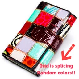Westal Clutch Bag Women Leather Patchwork Squares Random Color Wallets Vintage Coin Wallet Female Purses Cards Wallets For Women