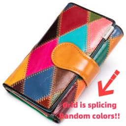 Westal Clutch Bag Women Leather Patchwork Squares Random Color Wallets Vintage Coin Wallet Female Purses Cards Wallets For Women