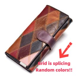 Westal Clutch Bag Women Leather Patchwork Squares Random Color Wallets Vintage Coin Wallet Female Purses Cards Wallets For Women