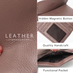 Women‘s Minimalist Short Wallet Classic Real Leather Magnet Flap Trifold Coin Purse Multi Slots Card Holder Portable Daily Use