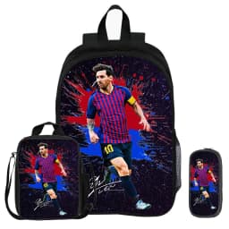 3Pcs Set Backpack M-Messi School Football Star with Lunch bag Sports Knapsack child Rucksack Pencil Bags Bookbag Kids Gift