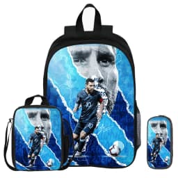 3Pcs Set Backpack M-Messi School Football Star with Lunch bag Sports Knapsack child Rucksack Pencil Bags Bookbag Kids Gift