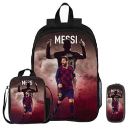 3Pcs Set Backpack M-Messi School Football Star with Lunch bag Sports Knapsack child Rucksack Pencil Bags Bookbag Kids Gift