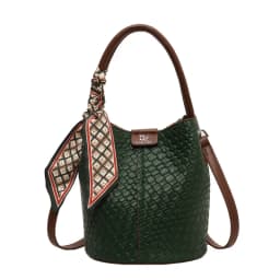 Fashionable Women's Bucket Bag, Stylish Solid Color Woven Effect Handbag Shoulder Bag and Crossbody Bag, Can Be Carried By Hand