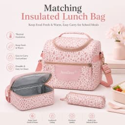 Backpack, Leopard Print, 3 in 1 Set, Lightweight Large Capacity, Junior High School Bag, Pencil Case, Lunch Bag