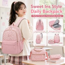 Backpack, Leopard Print, 3 in 1 Set, Lightweight Large Capacity, Junior High School Bag, Pencil Case, Lunch Bag