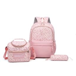 Backpack, Leopard Print, 3 in 1 Set, Lightweight Large Capacity, Junior High School Bag, Pencil Case, Lunch Bag