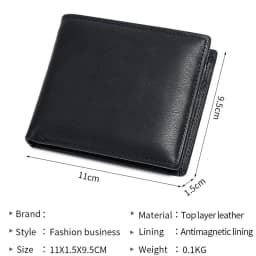 Men's Top Layer Cowhide Wallet Multi Card Slot Short Genuine Leather Purse with Coin Pocket