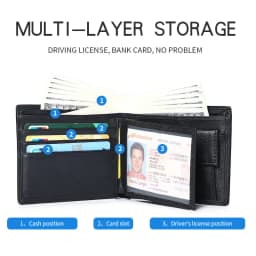 Men's Top Layer Cowhide Wallet Multi Card Slot Short Genuine Leather Purse with Coin Pocket