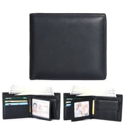 Men's Top Layer Cowhide Wallet Multi Card Slot Short Genuine Leather Purse with Coin Pocket