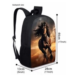 3 Pcs Set Horse Round Lunch Bags Pencil Bags School Bags For Boy/Girls Best Gifts 2D Flat Cartoon Backpack For Children