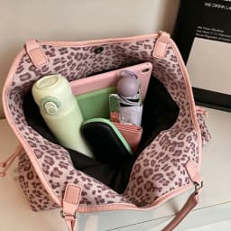 Women's Shoulder Bag Y2k Fashion Sweet Polka Dot Handbag Korean Casual Versatile Leopard Print Brown Frosted Tote Bags