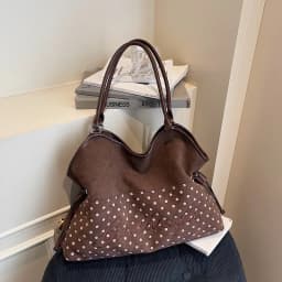 Women's Shoulder Bag Y2k Fashion Sweet Polka Dot Handbag Korean Casual Versatile Leopard Print Brown Frosted Tote Bags