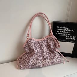 Women's Shoulder Bag Y2k Fashion Sweet Polka Dot Handbag Korean Casual Versatile Leopard Print Brown Frosted Tote Bags