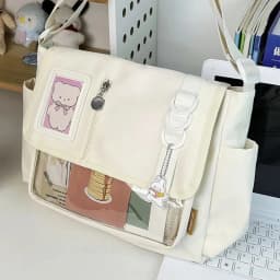 Japanese Transparent Crossbody Bag Harajuku-Style Girlish Satchel Charming DIY Badge Display Panel Fashionable Shoulder Bag