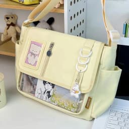 Japanese Transparent Crossbody Bag Harajuku-Style Girlish Satchel Charming DIY Badge Display Panel Fashionable Shoulder Bag