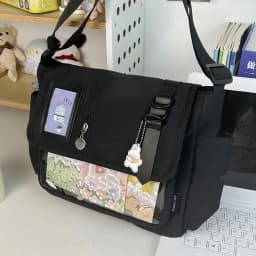 Japanese Transparent Crossbody Bag Harajuku-Style Girlish Satchel Charming DIY Badge Display Panel Fashionable Shoulder Bag