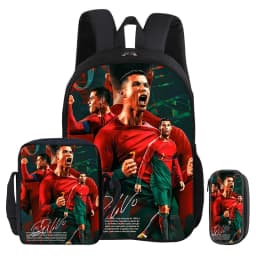 Ronaldo 3Pcs Set Backpack Shoulder Bag Pencil Bags Bookbag CR Football Star Rucksack child Mochila Football Sport Schoolbag Gift
