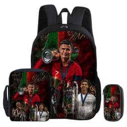 Ronaldo 3Pcs Set Backpack Shoulder Bag Pencil Bags Bookbag CR Football Star Rucksack child Mochila Football Sport Schoolbag Gift