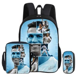 Ronaldo 3Pcs Set Backpack Shoulder Bag Pencil Bags Bookbag CR Football Star Rucksack child Mochila Football Sport Schoolbag Gift