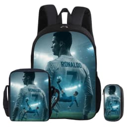 Ronaldo 3Pcs Set Backpack Shoulder Bag Pencil Bags Bookbag CR Football Star Rucksack child Mochila Football Sport Schoolbag Gift