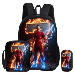 Ronaldo 3Pcs Set Backpack Shoulder Bag Pencil Bags Bookbag CR Football Star Rucksack child Mochila Football Sport Schoolbag Gift