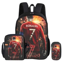 Ronaldo 3Pcs Set Backpack Shoulder Bag Pencil Bags Bookbag CR Football Star Rucksack child Mochila Football Sport Schoolbag Gift