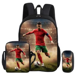 Ronaldo 3Pcs Set Backpack Shoulder Bag Pencil Bags Bookbag CR Football Star Rucksack child Mochila Football Sport Schoolbag Gift