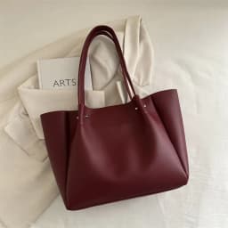Large Capacity Tote Bag Women's New Retro Versatile College Student Texture Class Travel Commuting PU Bag