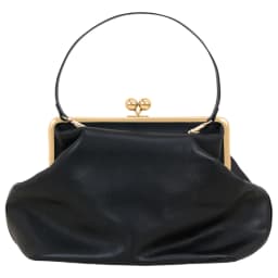 Women Small Kisslock Top Handle Bag Frame Clasp Clutch Party Bag 2026 Spring New Microfibe Leather