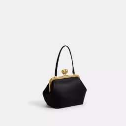 Women Small Kisslock Top Handle Bag Frame Clasp Clutch Party Bag 2026 Spring New Microfibe Leather