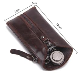 CONTACT'S Vintage Genuine Leather Key Wallet Women Keychain Covers Zipper Key Case Bag Men Key Holder Housekeeper Keys Organizer