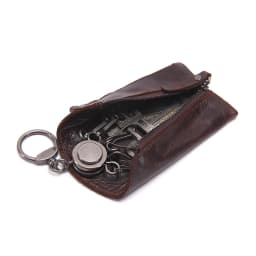 CONTACT'S Vintage Genuine Leather Key Wallet Women Keychain Covers Zipper Key Case Bag Men Key Holder Housekeeper Keys Organizer