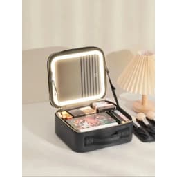 3 Color Train Case Mirror, White Portable Makeup Case Waterproof Organizer with Adjustable Dividers, Cosmetics Storage Case Gift